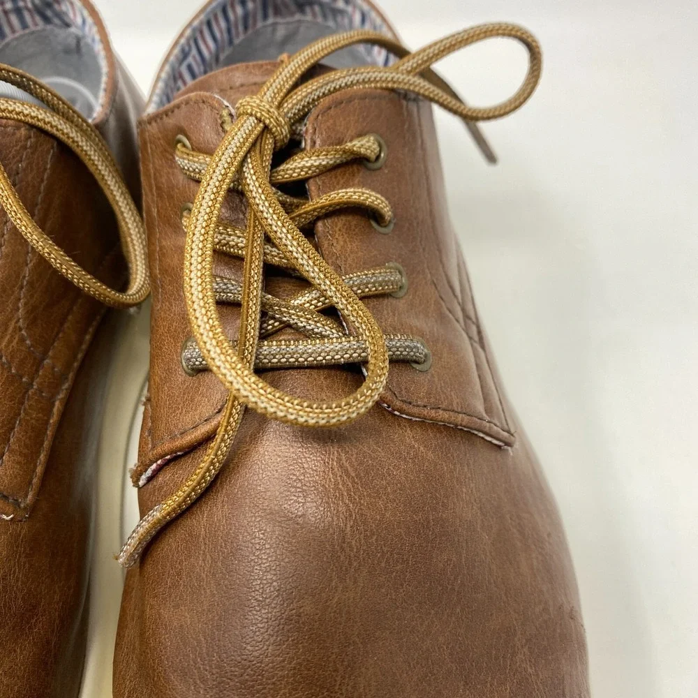 Ben Sherman Brown Faux Leather Comfortable Lightweight Dress Oxford‎ Shoes Sz 12